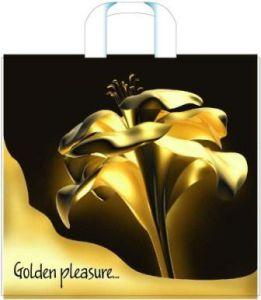 Пакет с пластмассовыми ручками 37x35+10 (110) с ручками (по 100) (Золотой цветок) Россия